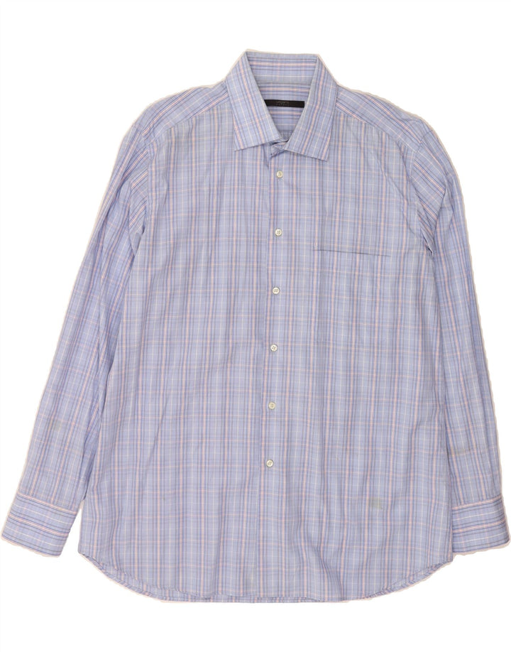 UNGARO Mens Shirt Large Blue Check Vintage Ungaro and Second-Hand Ungaro from Messina Hembry 
