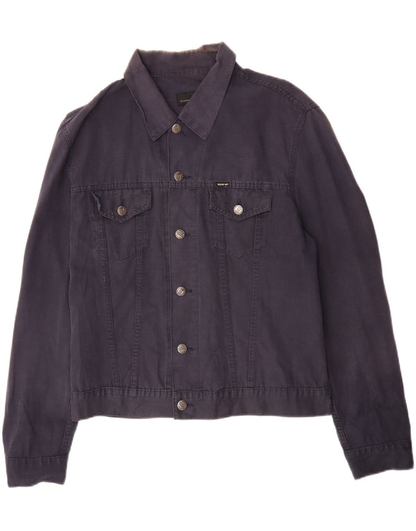 Gas Mens Bomber Jacket UK 40 Large Bleu Marine Coton