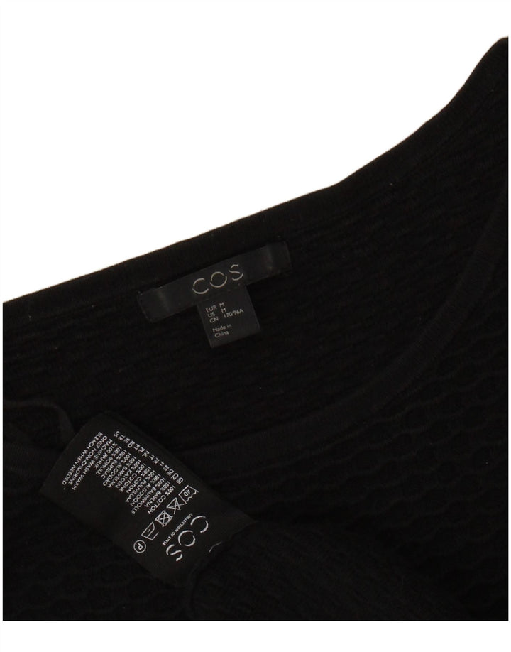COS Haut Femme Manches 3/4 UK 14 Coton Noir Moyen