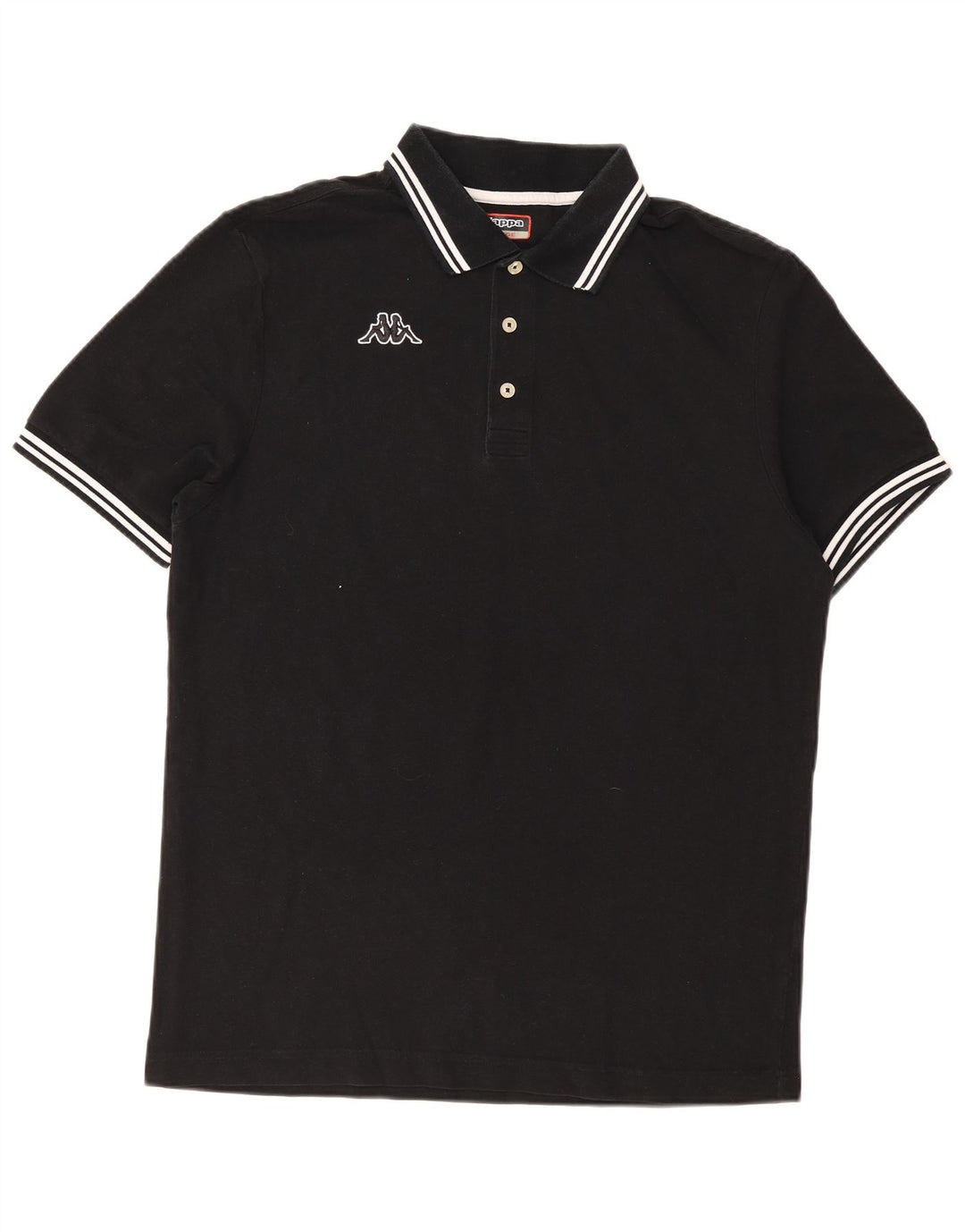 Kappa Mens Polo Shirt Large Black Striped