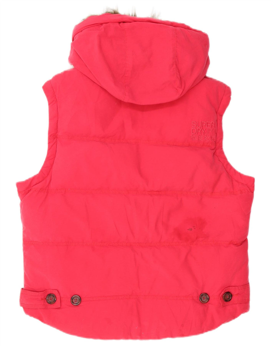 SUPERDRY Gilet rembourré à capuche pour femme UK 16 Large Rose Coton
