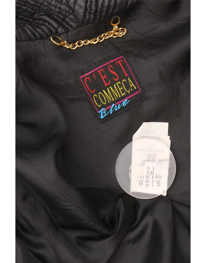 veste rembourrée femme vintage UK 12 Nylon noir moyen