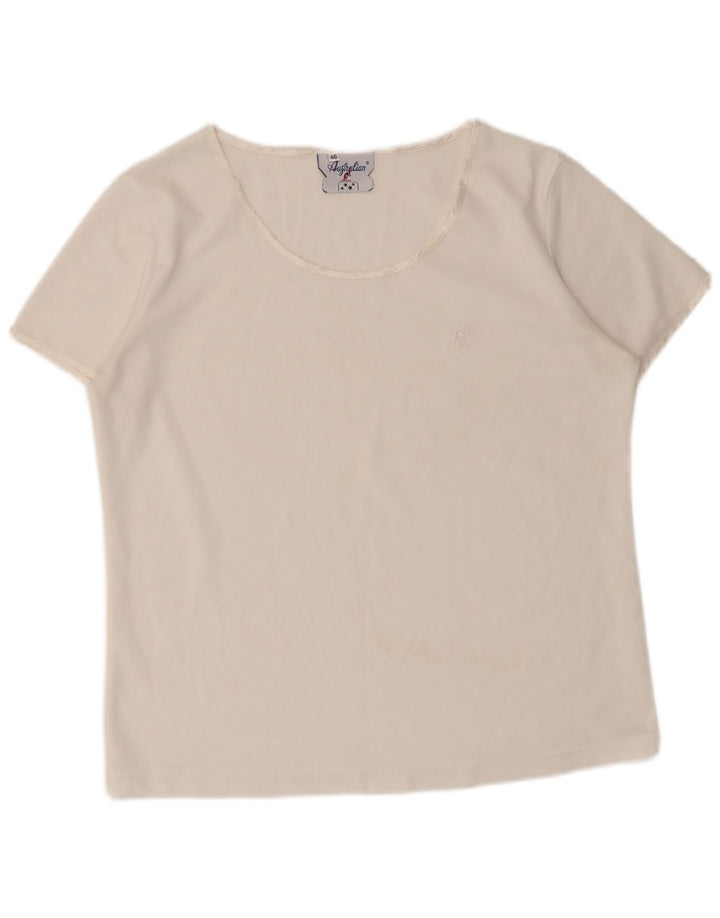 AUSTRALIAN L'ALPINA T-Shirt Femme Top IT 46 Large Blanc Polyester