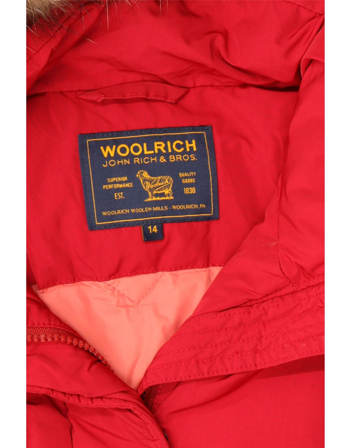 Woolrich Manteau coupe-vent à capuche pour fille 13-14 ans Rouge