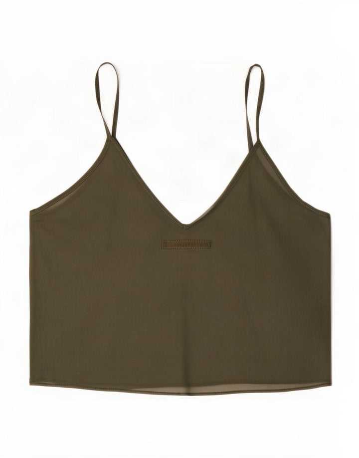 Zara Womens See Through Crop Top UK 12 Kaki Moyen