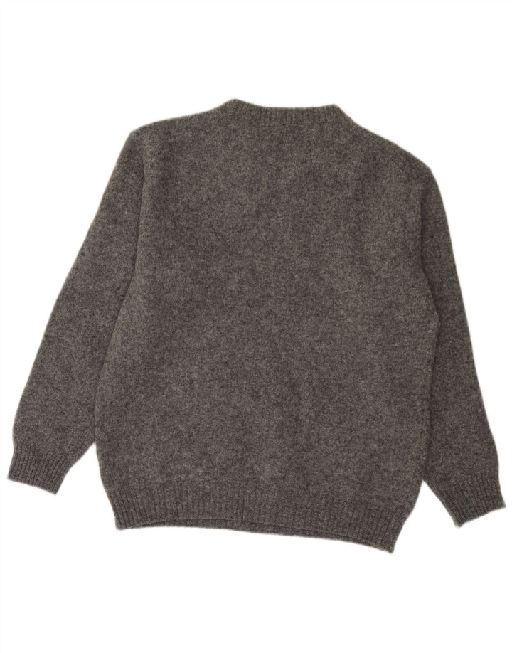 Benetton Pull à col rond pour garçon 15-16 ans Large Gris Laine