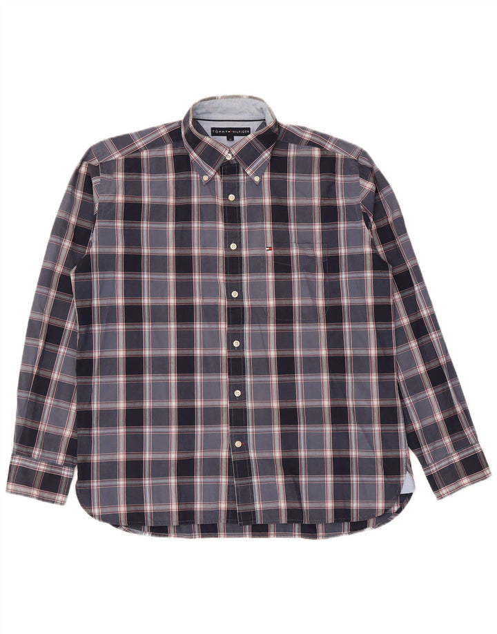 Tommy Hilfiger Chemise Homme Bleu Marine Moyen Plaid Coton