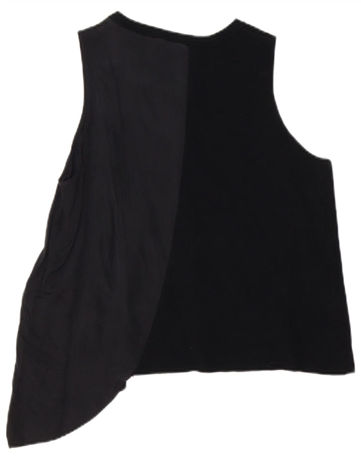 Zara Womens Asymétrique Débardeur UK 16 Large Black Cupro
