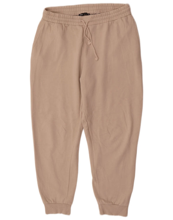 Zara Pantalon de survêtement pour femme Joggers UK 16 Large Beige Coton