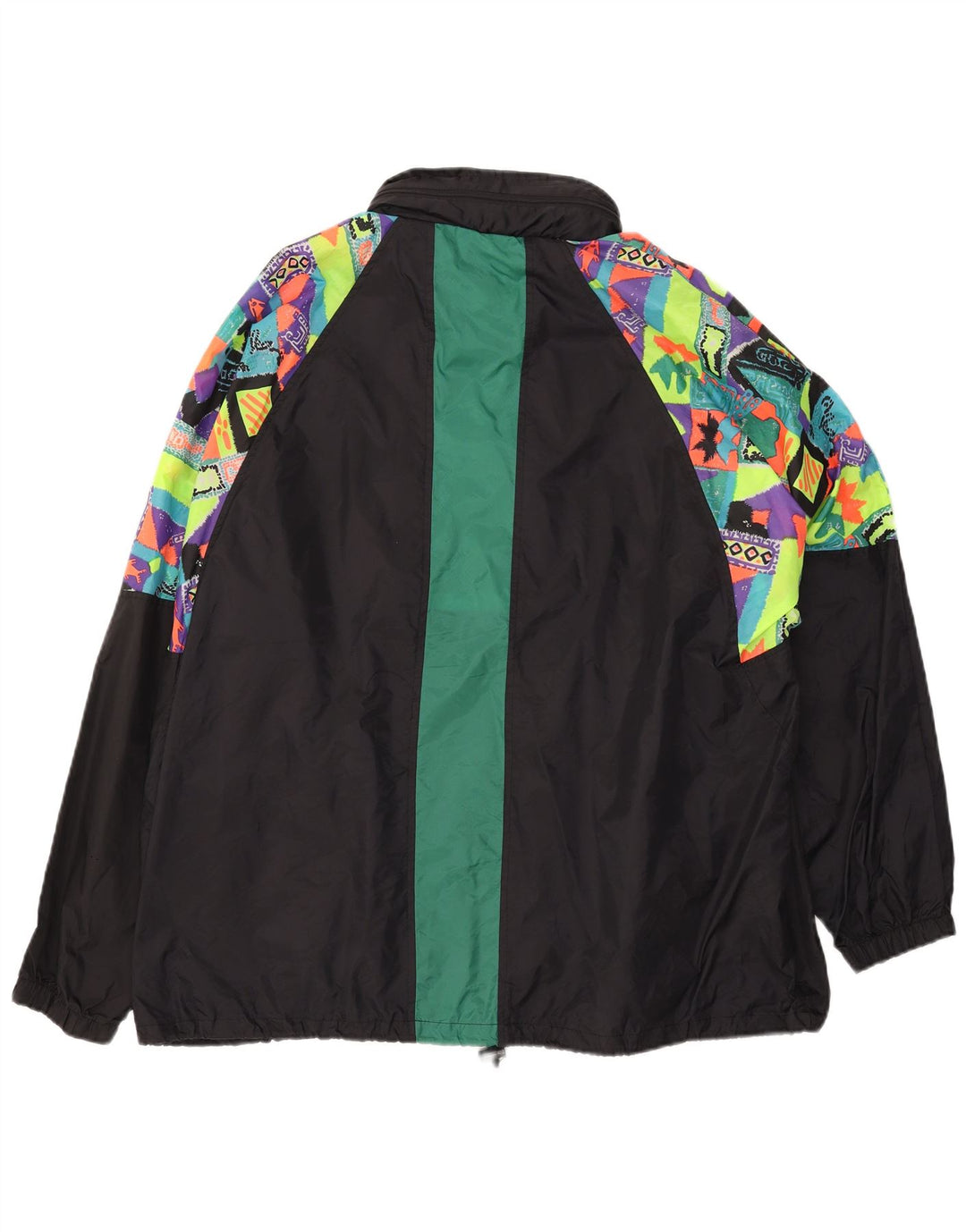 VINTAGE Veste de pluie à capuche pour homme UK 44 2XL Noir Géométrique