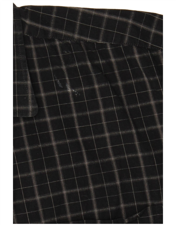Pierre Cardin Chemise à manches courtes pour homme en coton à carreaux noir moyen