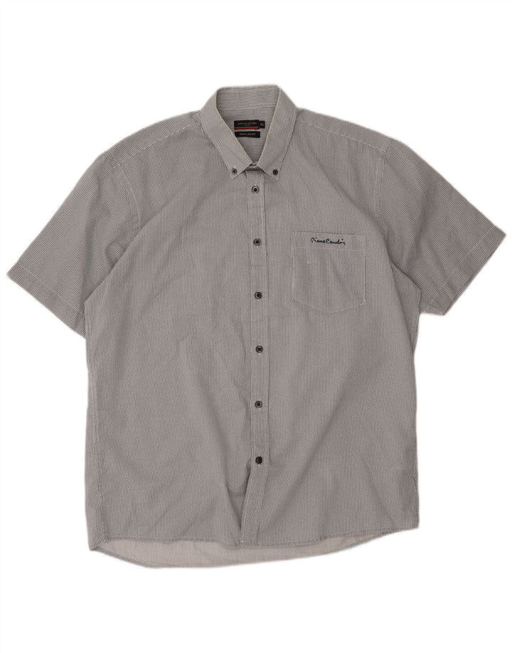 Pierre Cardin Chemise à manches courtes pour homme Coupe régulière XL Gris Chevron Polyester