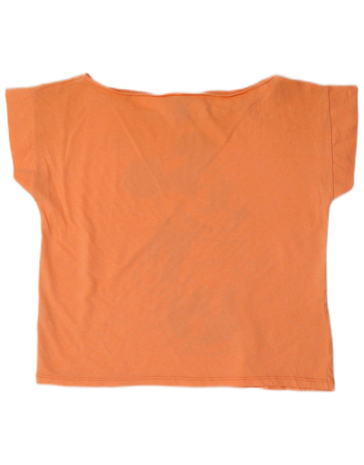 BENETTON Femme Mickey Mouse Crop Graphic T-Shirt Top UK 14 Orange Moyen