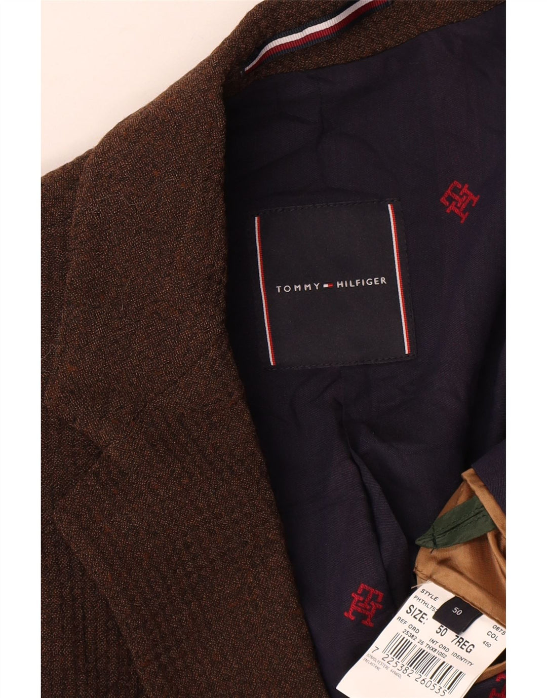 Tommy Hilfiger Veste blazer à 2 boutons pour homme IT 50 Large Marron Polyester