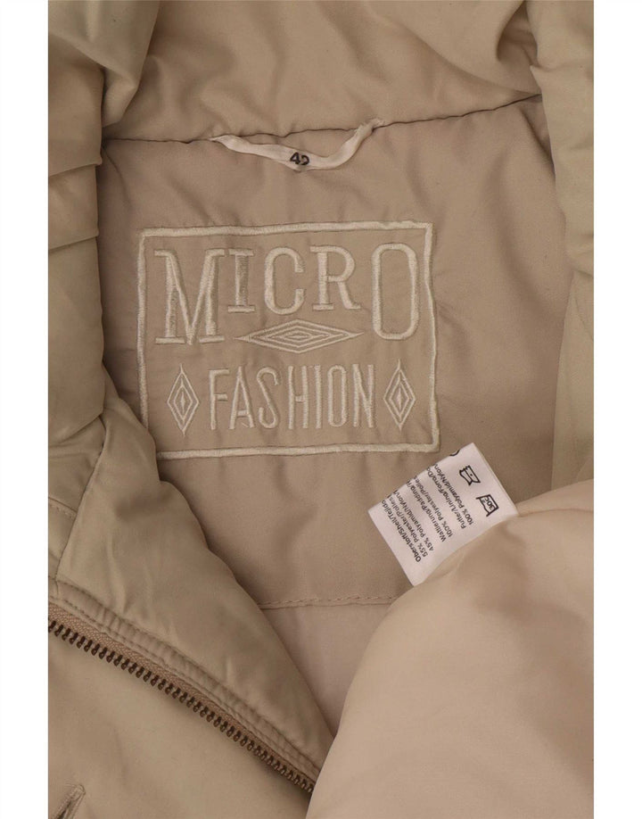 vintage Femme Loose Fit Rembourré Manteau EU 42 Grand Beige Polyester
