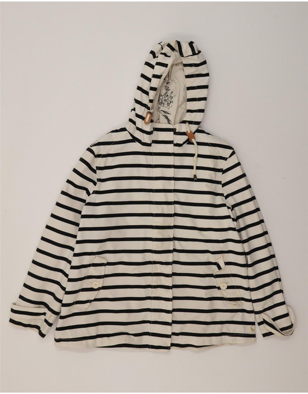 Joules Veste imperméable surdimensionnée à capuche pour femme UK 18 XL Blanc rayé