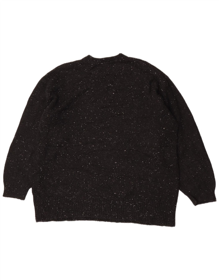 Zara Pull surdimensionné à col rond pour femme UK 10 Petit noir moucheté