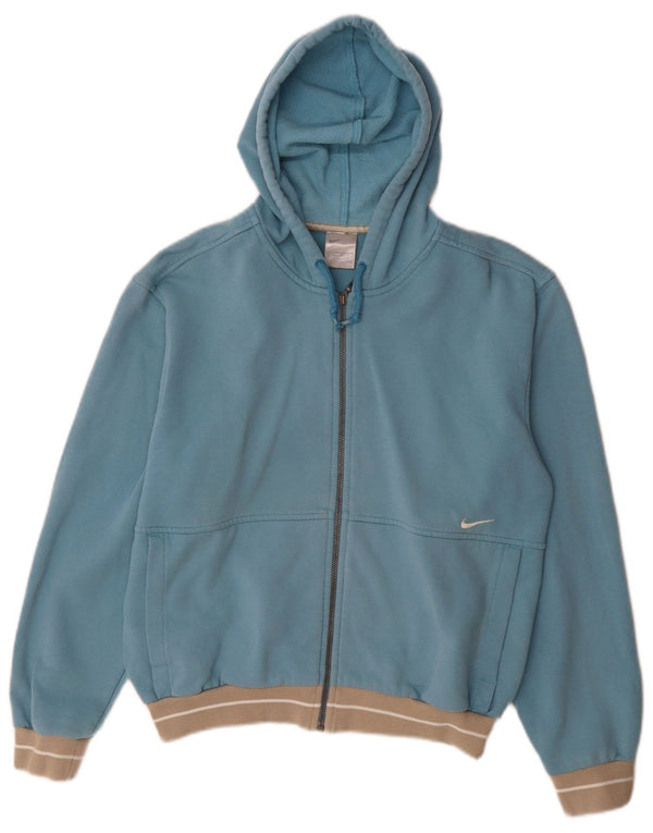 Nike Pull à capuche zippé pour femme UK 8/10 Petit Bleu Coton Sports