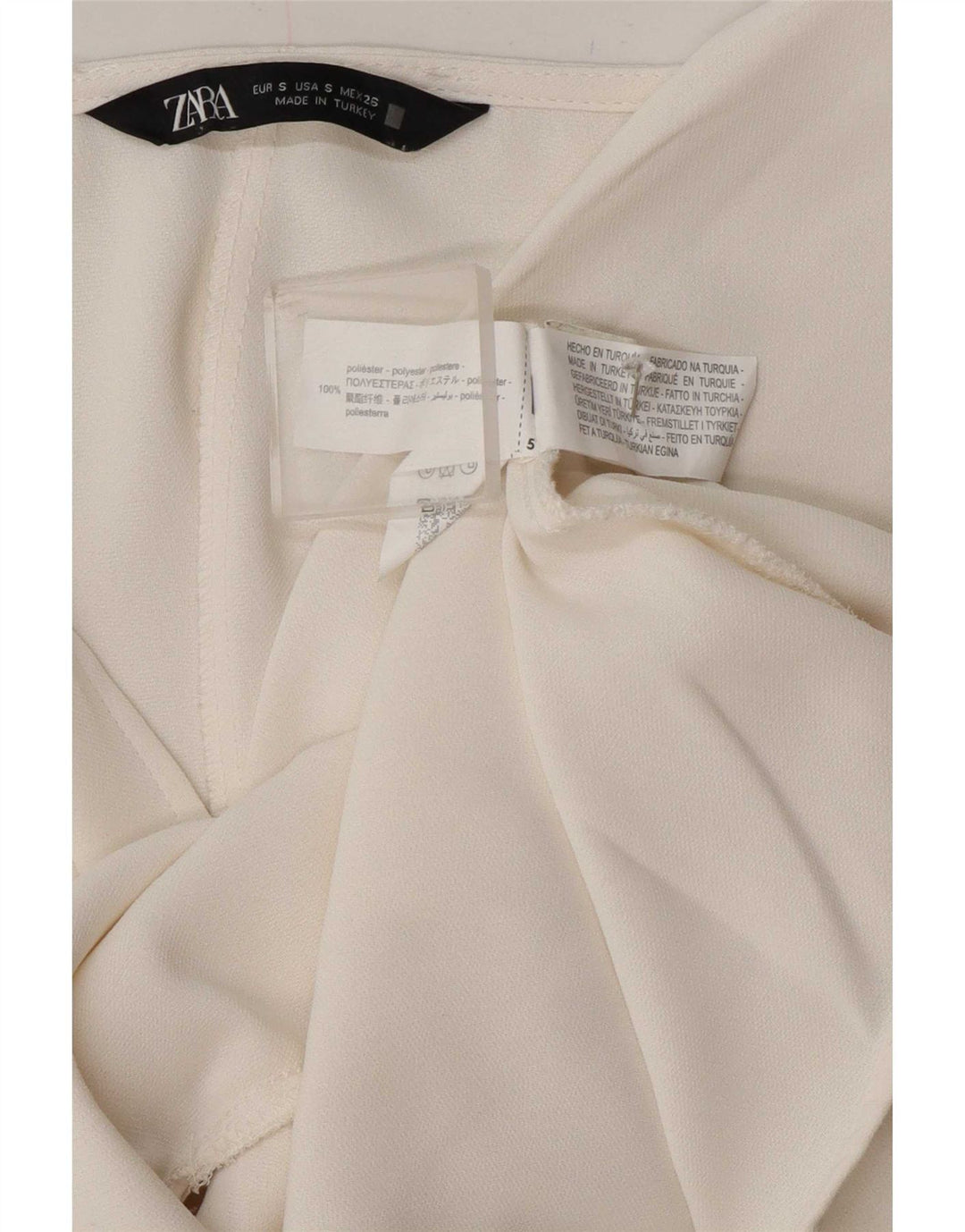 Zara Femme Chemisier Top UK 10 Petit Blanc Polyester