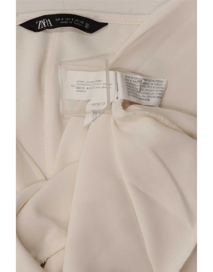 Zara Femme Chemisier Top UK 10 Petit Blanc Polyester