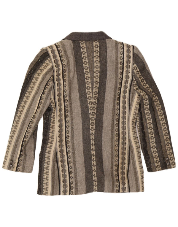 HEAVEN Veste Blazer 3 Boutons Femme IT 46 Grande Laine Géométrique Grise