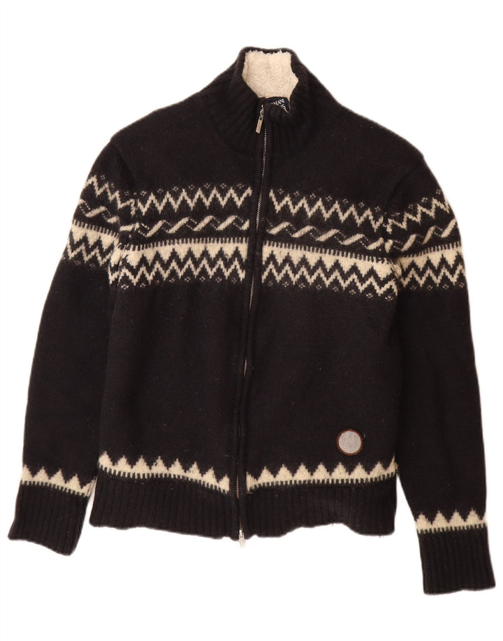 Armani Jeans Cardigan pour femme UK 12 Bleu marine moyen Fair Isle