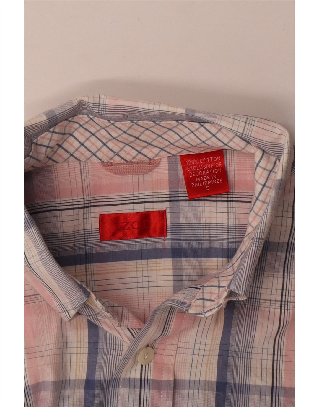 IZOD Chemise à Manches Courtes Homme Petit Carreau Rose Coton