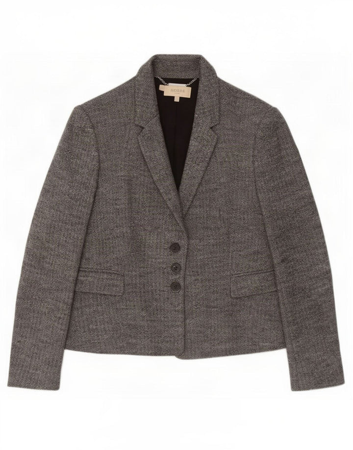 Hobbs Veste blazer à 3 boutons pour femme UK 14 Grand chevrons gris