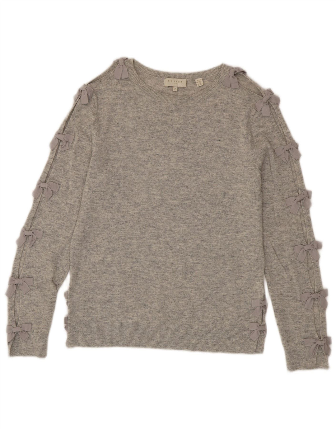 Ted Baker Pull col bateau pour femme Taille 2 Petite laine grise