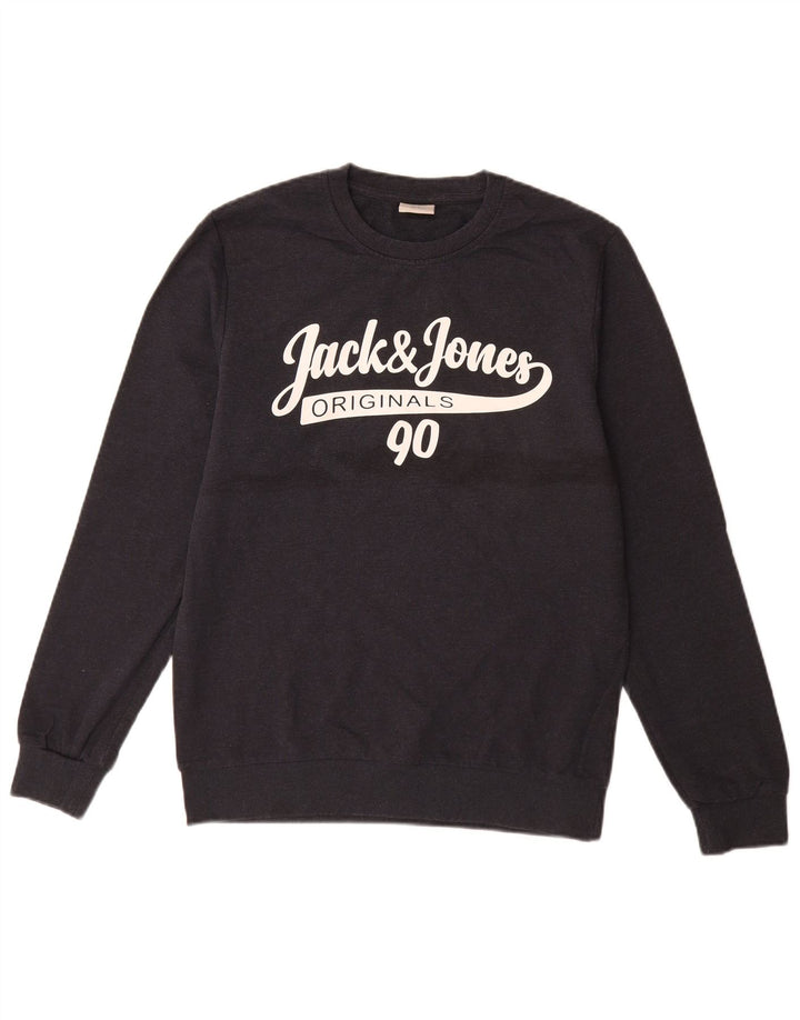 Jack & Jones Sweat-shirt graphique pour homme en coton bleu marine Small