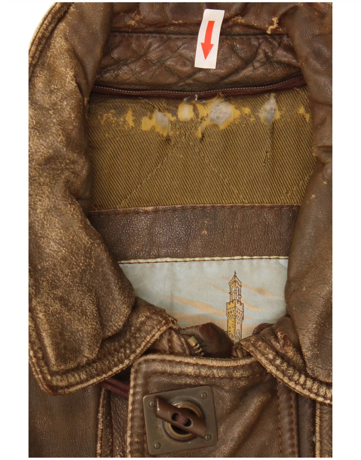 veste en cuir homme vintage IT 50 Grand cuir marron
