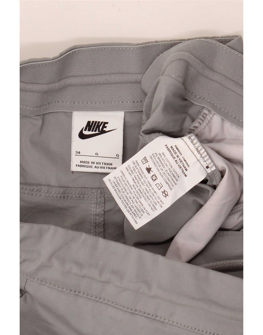 Nike Pantalon cargo droit W34 L28 Gris Coton Homme