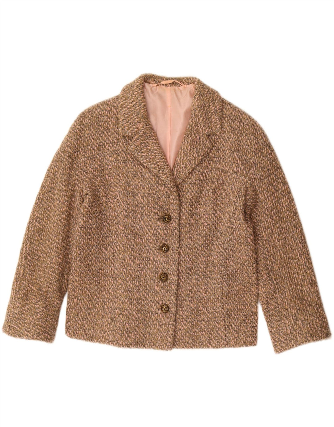 vintage Femme 4 Bouton Blazer Veste UK 16 Grand Brun