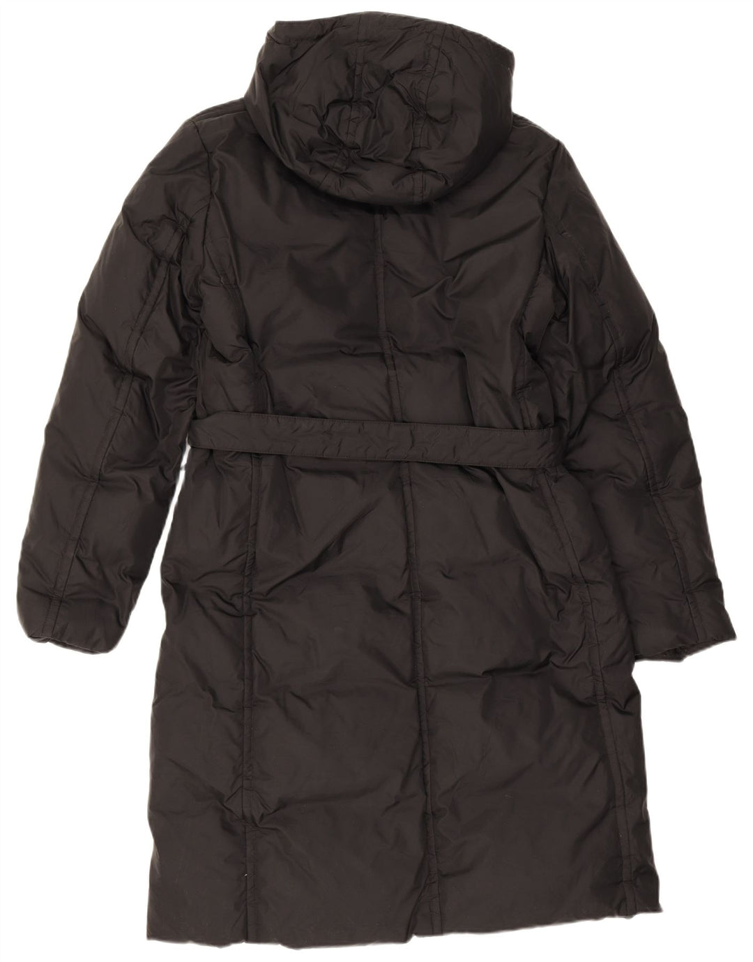 Benetton Manteau Rembourré À Capuchon Femme UK 44 Large Noir Polyamide