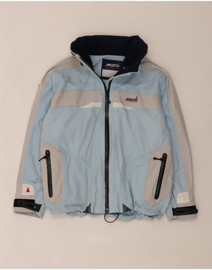 Musto Veste de pluie surdimensionnée à capuche pour femme UK 10 Small Bleu Colorblock