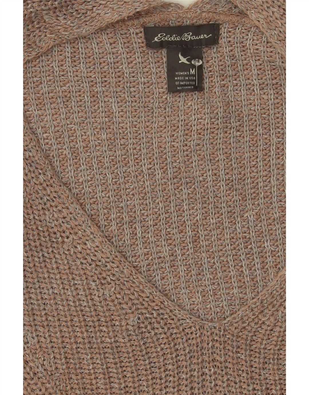 EDDIE BAUER Womens V-Neck Jumper Sweater UK 14 Medium Pink Acrylic Vintage Eddie Bauer and Second-Hand Eddie Bauer from Messina Hembry 