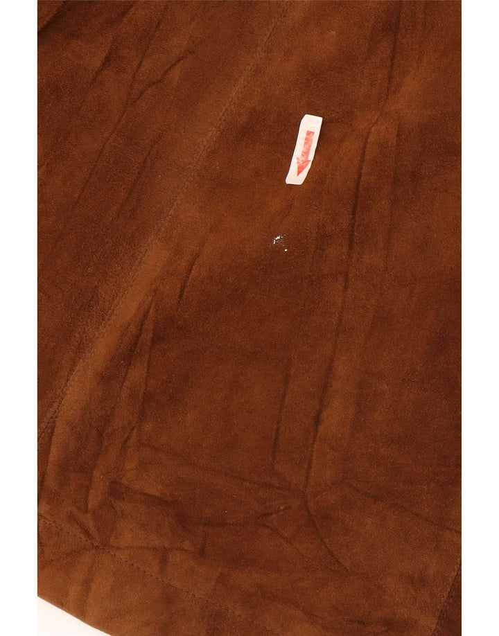 Veste Blazer Longue Vintage pour Femmes, 1 Bouton, Daim, Royaume-Uni 10 Petit, Marron