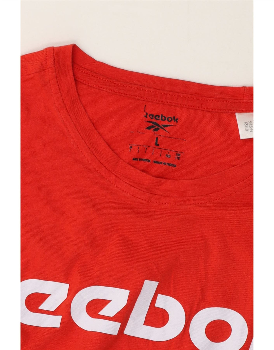 Reebok T-Shirt Graphique Homme Large Rouge Coton