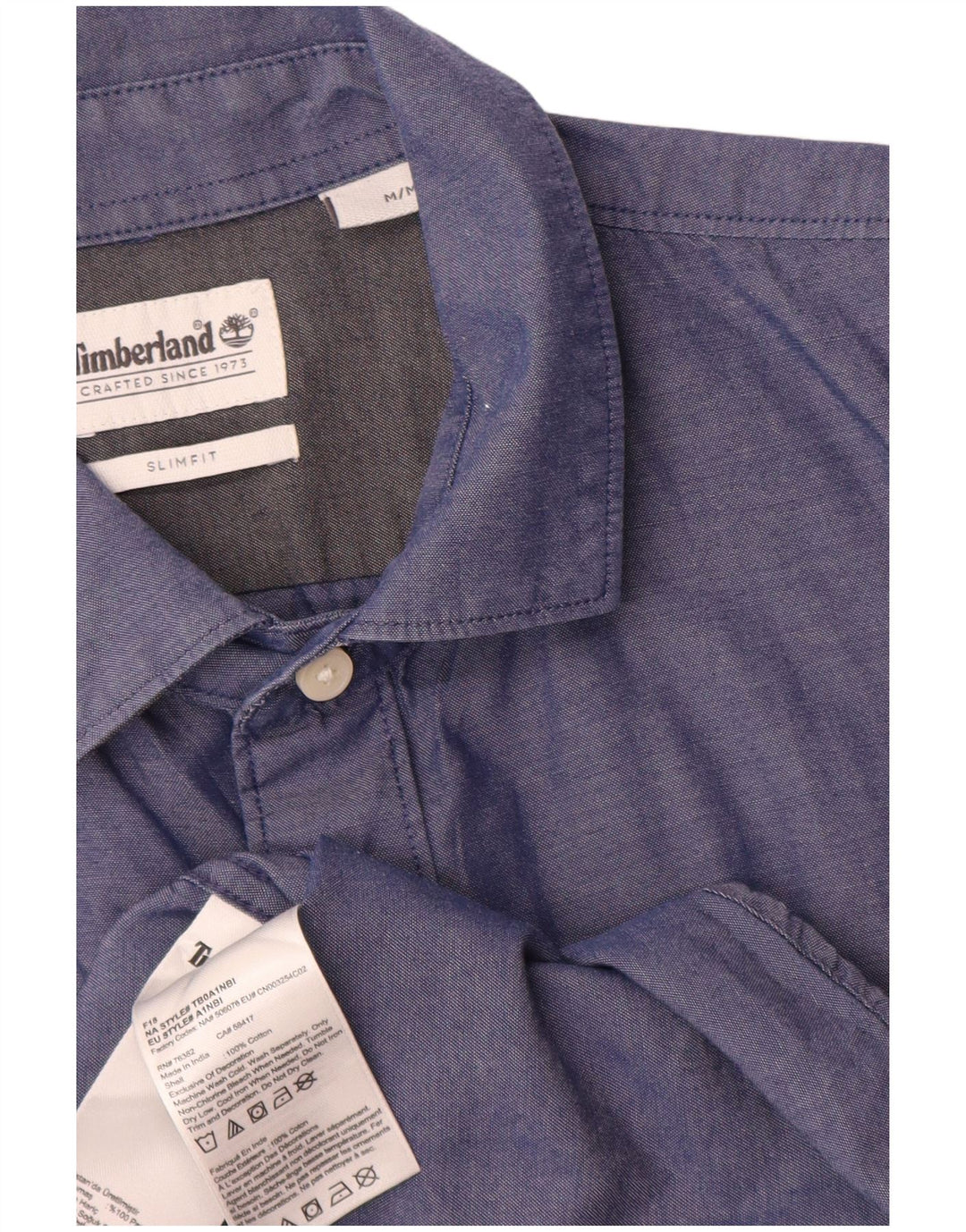 Timberland Chemise Slim Fit à Manches Courtes Homme Bleu Moyen Coton