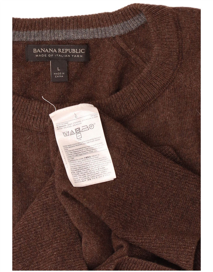 Banana Republic Pull à col rond pour homme en laine marron Taille L