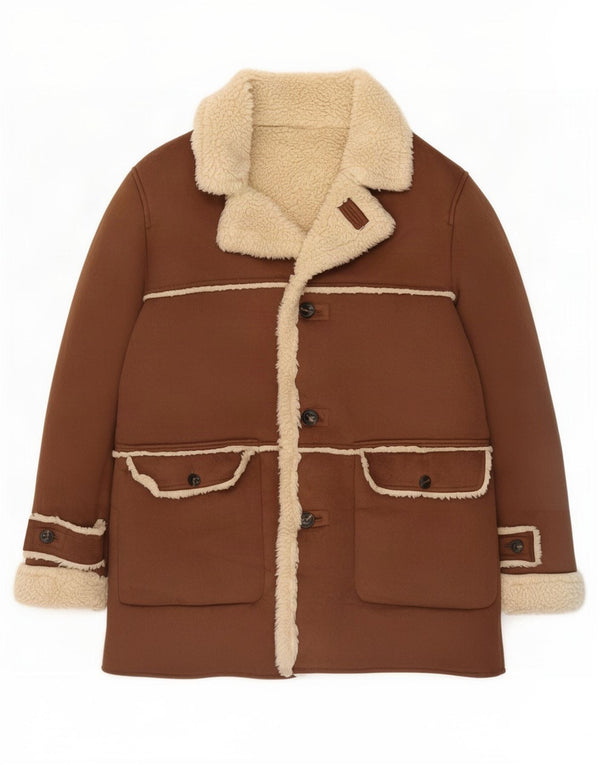 Zara Veste Sherpa Homme UK 42 XL Marron Polyester