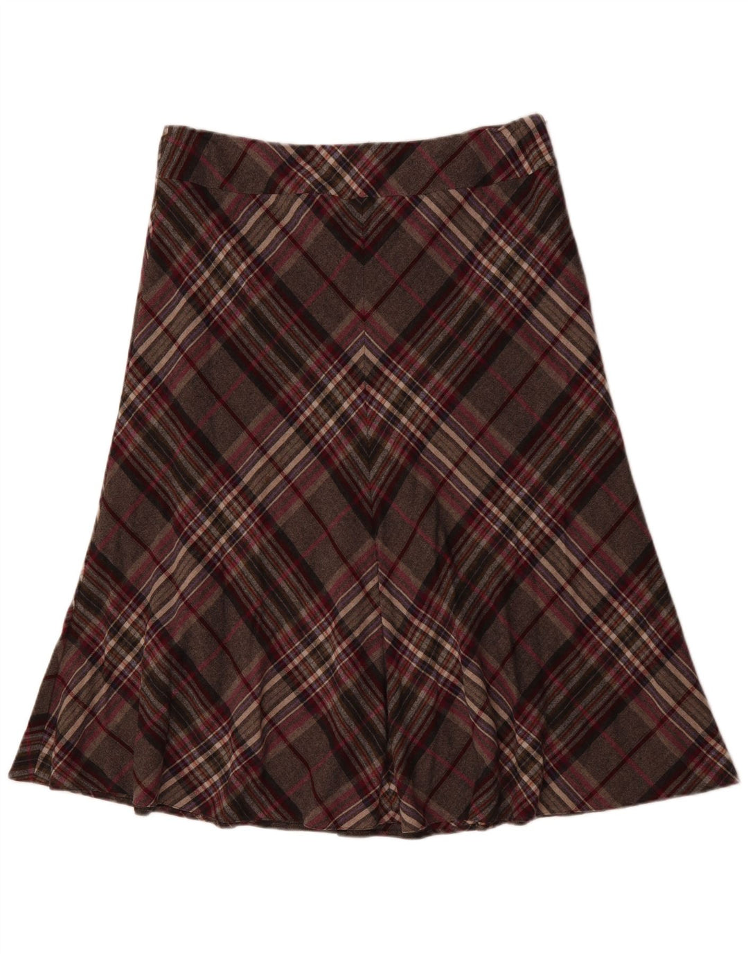 VIYELLA Jupe trapèze pour femme UK 16 Large W36 Laine à carreaux gris