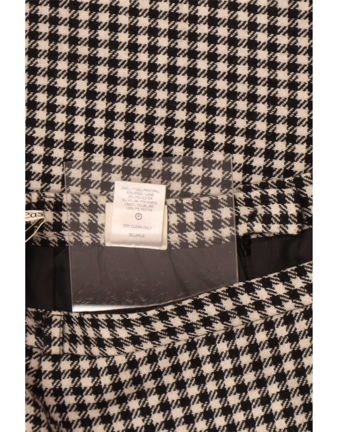 Eastex Jupe midi pour femme UK 14 Medium W30 Laine pied-de-poule noire