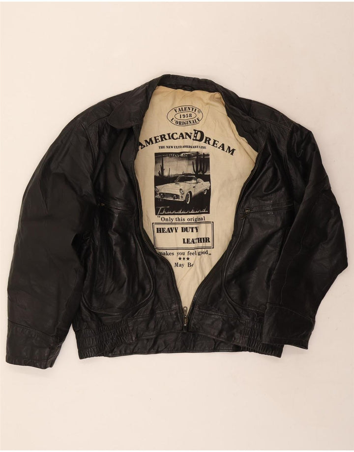 veste en cuir homme vintage IT 56 3XL Noir