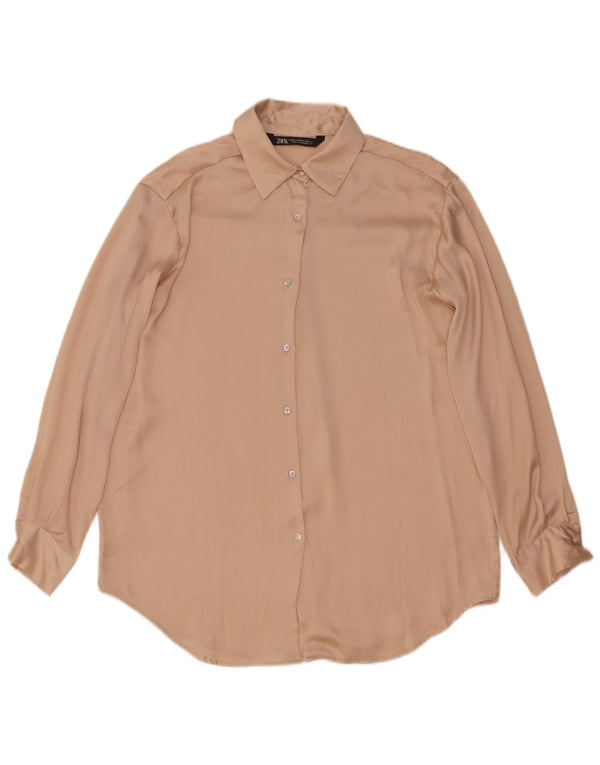 Zara Chemisier surdimensionné pour femme UK 6 XS Beige