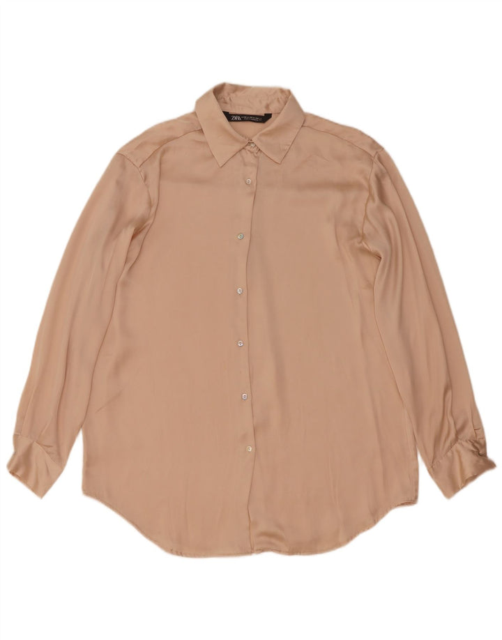 Zara Chemisier surdimensionné pour femme UK 6 XS Beige