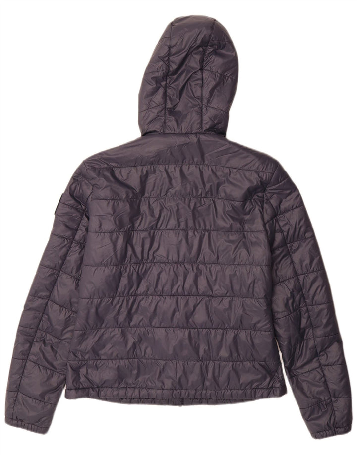 Replay Veste matelassée à capuche pour femme UK 12 Bleu marine moyen Polyamide