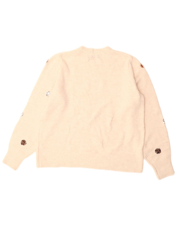 MARKS & SPENCER Pull à col rond pour femme UK 14 Medium Off White