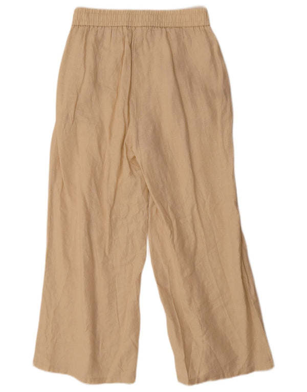 Benetton Pantalon court à jambe large pour femme XS W25 L25 Lin beige