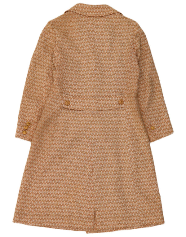 vintage Womens Overcoat UK 10 Petit Beige Géométrique